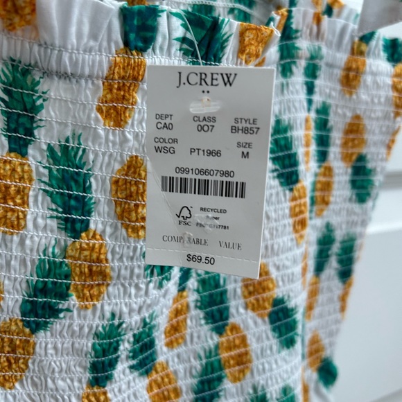 J.crew Pineapple Smocked Tie-shoulder Tank Top - Picture 5 of 5